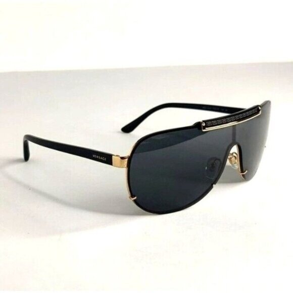 VERSACE Suglasses VE2140 1002 Pilot Aviator Greca Shield Black Designer main image 12
